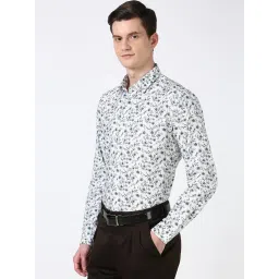 Peter England White Cotton Slim Fit Printed Shirt image 3