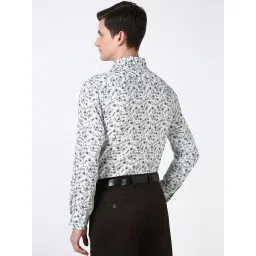 Peter England White Cotton Slim Fit Printed Shirt image 2