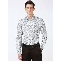 Peter England White Cotton Slim Fit Printed Shirt image 1
