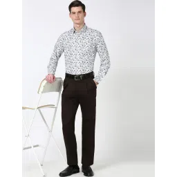 Peter England White Cotton Slim Fit Printed Shirt image 5