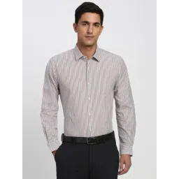 Peter England White Cotton Slim Fit Striped Shirt-picture-10