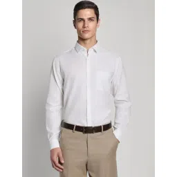 Peter England White Cotton Slim Fit Texture Shirt-picture-10
