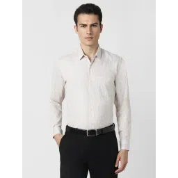 Peter England White Slim Fit Striped Shirt-picture-13