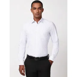 Peter England White Slim Fit Striped Shirt-picture-41