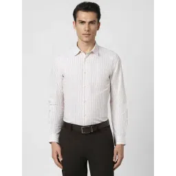 Peter England White Slim Fit Striped Shirt-picture-34