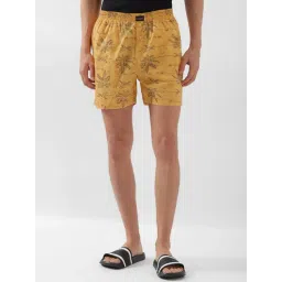 Peter England Yellow Cotton Regular Fit Printed Shorts-picture-14