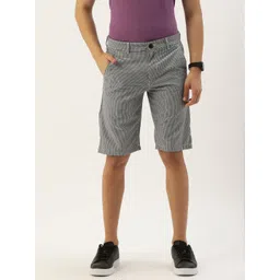 PETER ENGLAND UNIVERSITY Men Black & White Self-Design Regular Shorts-picture-22