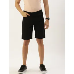 PETER ENGLAND UNIVERSITY Men Black Solid Slim Fit Regular Shorts-picture-23