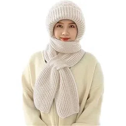 pexcoo 2-in-1 Winter Cap & Muffler for Women - Stylish Woolen Knitted Hat with Scarf, Ear Protection, Windproof & Warm, Multicolor Winter Accessory for Women & Girls-picture-35