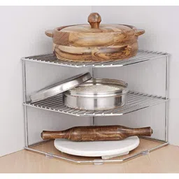 pexmon Utensil Kitchen Rack Stainless Steel Multipurpose Kitchen Corner Shelf Rack Stand Steel-picture-21