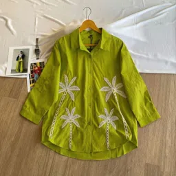 pfab Women Relaxed Fit Fit Embroidered Spread Collar Casual Shirt-picture-12