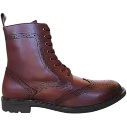 phabhu Genuine Leather Wingtip Brogue Boots for Men - Handmade High Ankle Casual Shoes with Patina Finish - Hiking and Biking Boot-picture-42