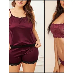 PHALIN Pack Of 2 Self Design Halter-Neck Baby Doll & Night Suit-picture-39