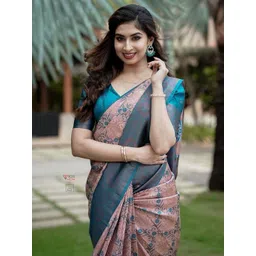 PHEASANT Ethnic Motifs Woven Design Zari Banarasi Saree-picture-13
