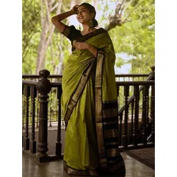 PHEASANT Ethnic Motifs Woven Design Zari Banarasi Saree-picture-12