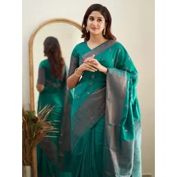 PHEASANT Women Woven Design Zari Saree image 3