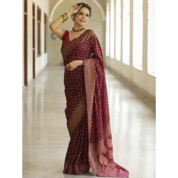 PHEASANT Woven Design Zari Banarasi Saree image 1