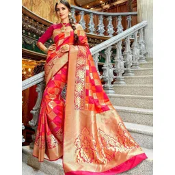 PHEASANT Woven Design Zari Banarasi Saree With Unstitched Blouse-picture-40