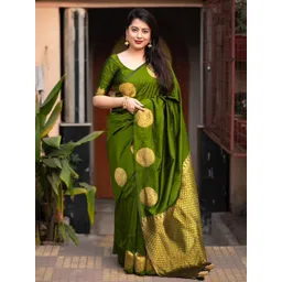 PHEASANT Woven Design Zari Banarasi Saree With Unstitched Blouse-picture-41