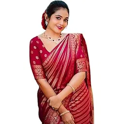 pheasant Woven Kanjivaram Jacquard Art Silk Saree, Pink with Gold Zari Motifs-picture-11