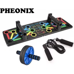 pheonix Combo Of Push Up Board With Skipping Rope And Ab Wheel Fitness Accessory Kit Kit-picture-24