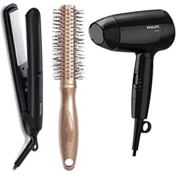 PHILIPS BHC010 Hair Dryer-1200W & HP8303 Hair Straightener with Premium Round Brush Personal Care Appliance Combo-picture-12