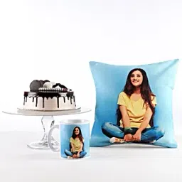 Photo Cushion Mug Chocolate Cake Combo For Her-picture-34