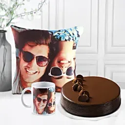 Photo Cushion Mug Truffle Cake Combo-picture-19