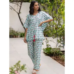 PHUTARI Printed Pure Cotton Kaftan Top with Trousers Co-Ords-picture-10