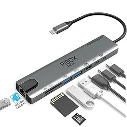 pibox India USB C Hub Dock 8 in 1 HDCP Aluminum Type C Adapter with 4K HDMI Port, Ethernet 100mbps RJ45 Port, USB 3.0 Port, USB-C Power Delivery, TF/SD Card Reader, MacBook/Dell/Samsung USB C Devices-image-5