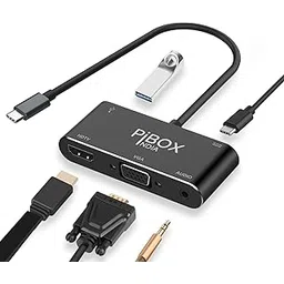 PiBOX India, USB C to HDMI VGA USB Adapter, Aluminium Type C USB hub 3.1 to HDMI 4K/VGA/USB 3.0/USB C Converter Cable Charging Port Adapter Cable for Mac, Compatible Samsung Galaxy/Samsung Note-image-2