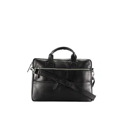Picco Massimo Unisex Black Leather Laptop Messenger Bag-picture-37