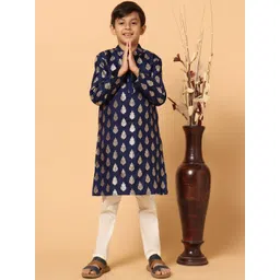 PICCOLO Boys Ethnic Motifs Woven Design Regular Kurta with Pyjamas-picture-15