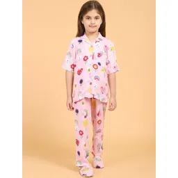PICCOLO Girls Pink & Blue Printed Night suit-picture-55