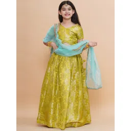 PICCOLO Girls Woven Design V-Neck Silk Ready to Wear Lehenga & Blouse With Dupatta-picture-23