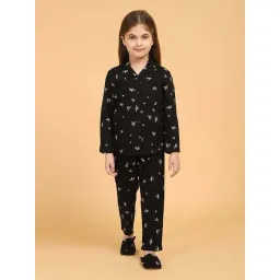 Piccolo Kids Black Printed Regular Fit Shirt, Pajamas & Slippers-picture-43