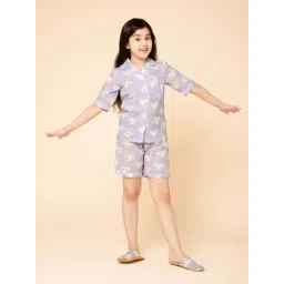 Piccolo Kids Blue Printed Regular Fit Shirt, Shorts & Slipper-picture-17