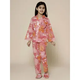 Piccolo Kids Pink Floral Regular Fit Shirt, Pajamas & Slippers-picture-22