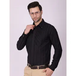 PIER 7 Men Classic Slim Fit Textured Spread Collar Cotton Formal Shirt-picture-23