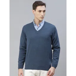Pierre Carlo Men Blue Solid Pullover-picture-38