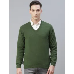 Pierre Carlo Men Green Solid Pullover-picture-21
