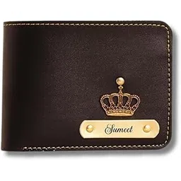 pijera Personalized Leather Wallet for Men with Crown Design, Name Customisation (Black)-picture-39