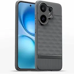 Pikkme Back Cover for Vivo V60 5G Camera Protection 3D Hexa Cube Design Silicone Protective Bumper Case (Grey)-picture-13