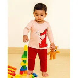 piku store Graphic Print Round-Neck T-Shirt with Pants-picture-29