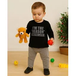 piku store Typographic Print Round-Neck T-Shirt with Pants-picture-28