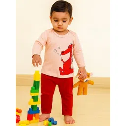 Piku Store Unisex Kids Printed T-shirt with Pyjamas-picture-46