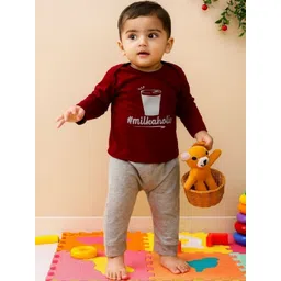 Piku Store Unisex Kids Printed T-shirt with Pyjamas-picture-38