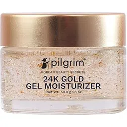 Pilgrim 24k Gold Gel Moisturizer with Hyaluronic Acid & Alpha Arbutin for men & women 50gm | Moisturizer for face | Reduces dark spots | Gives luxurious glow | Non-greasy-picture-24