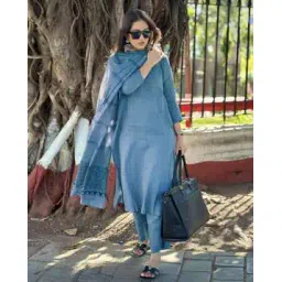 piludi Women Straight Kurta Set with Printed Dupatta -picture-40