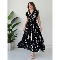 PIMU Tribal Print Flutter Sleeve Maxi Dress-picture-20